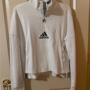 Adidas White Quarter-Zip Sweatshirt with Black Logo